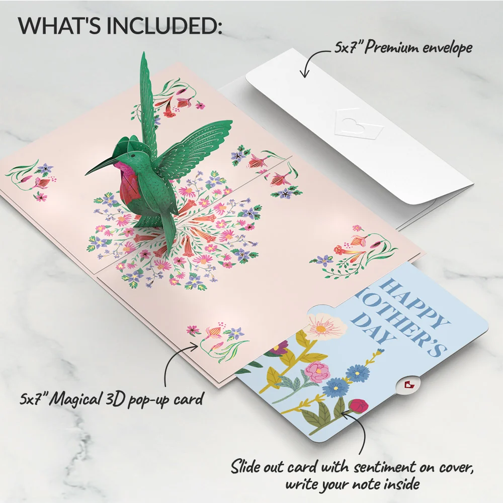 Lovepop Sweetest Mom Hummingbird Mother's Day Pop-Up Card and Sentiment Set - Image 2