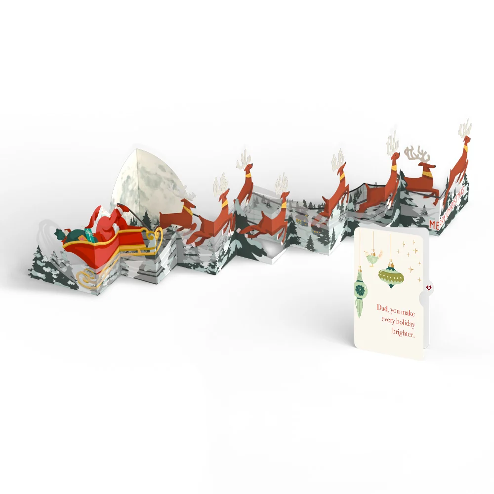 Lovepop Christmas Sleigh Ride Loooooong Card (Expands to 2 feet) and Sentiment Set for Dad Cream