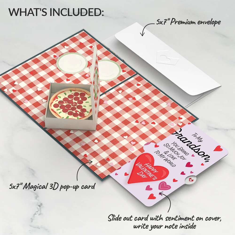 Lovepop Pizza Love Valentine Pop-Up Card and Sentiment Set for Grandson - Image 2