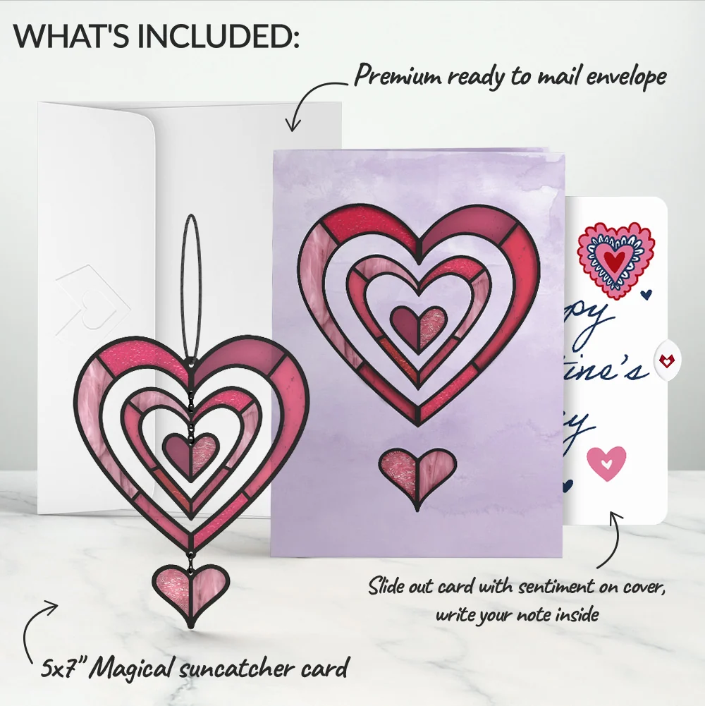 Lovepop Spinning Heart Valentine Suncatcher Card and Sentiment Set Glass - Image 2