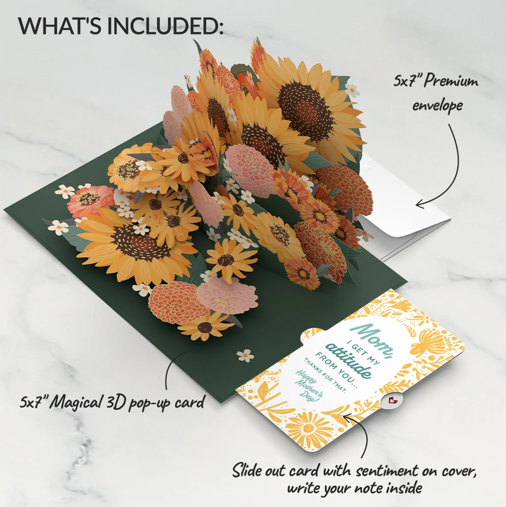 Lovepop Radiant Sunflowers Mother’s Day Pop-Up Card and Sentiment Set for Mom Cream - Image 2