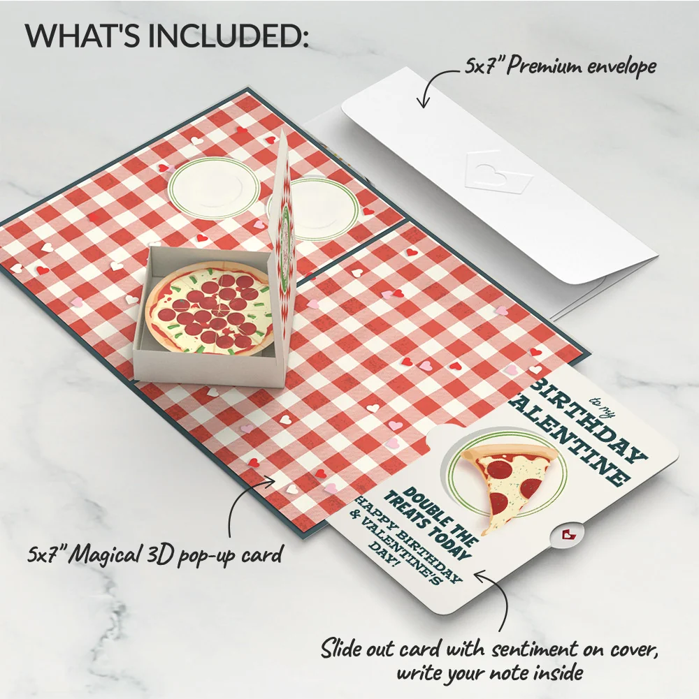 Lovepop Pizza Love Birthday Pop-Up Card and Sentiment Set Plate - Image 2