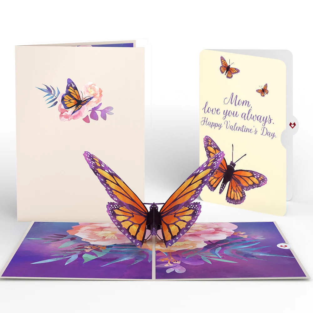 Lovepop Monarch Butterfly Valentine Pop-Up Card and Sentiment Set for Mom Cream