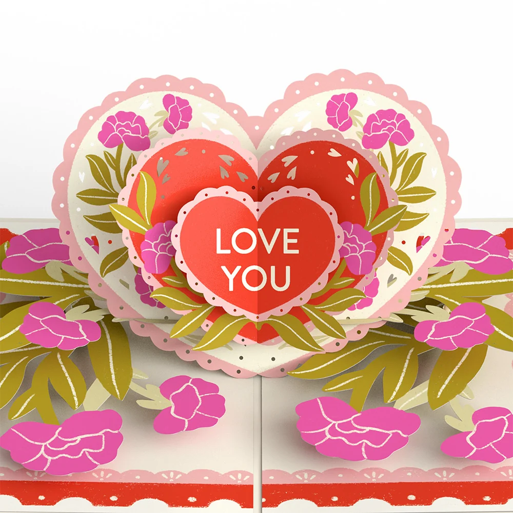 Lovepop Vintage Floral Love You Heart Birthday Pop-Up Card and Sentiment Set for Husband - Image 3
