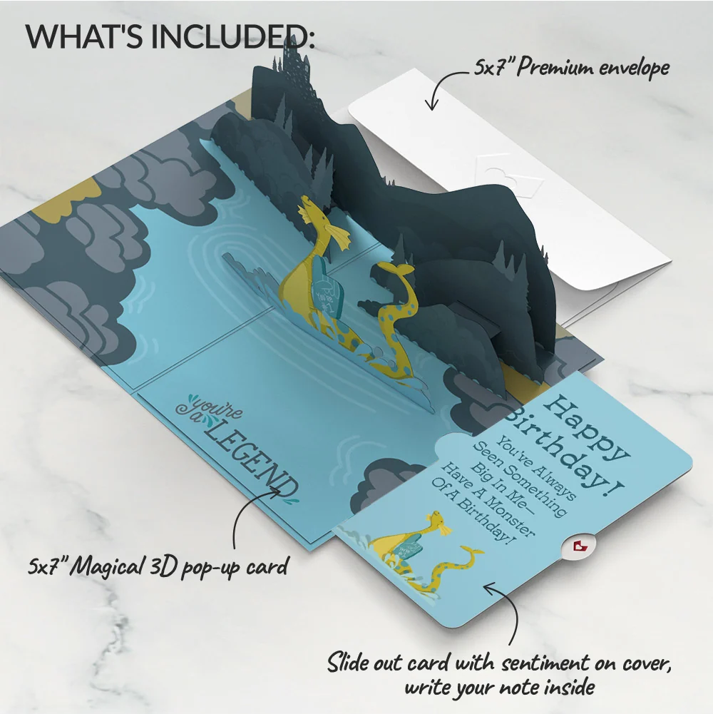 Lovepop Dad You're a Legend Loch Ness Monster Birthday Pop-Up Card and Sentiment Set - Image 2