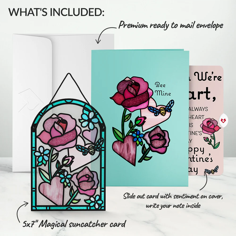 Lovepop Bee Mine Suncatcher Though Apart Valentine Pop-Up Card and Sentiment Set Glass - Image 2