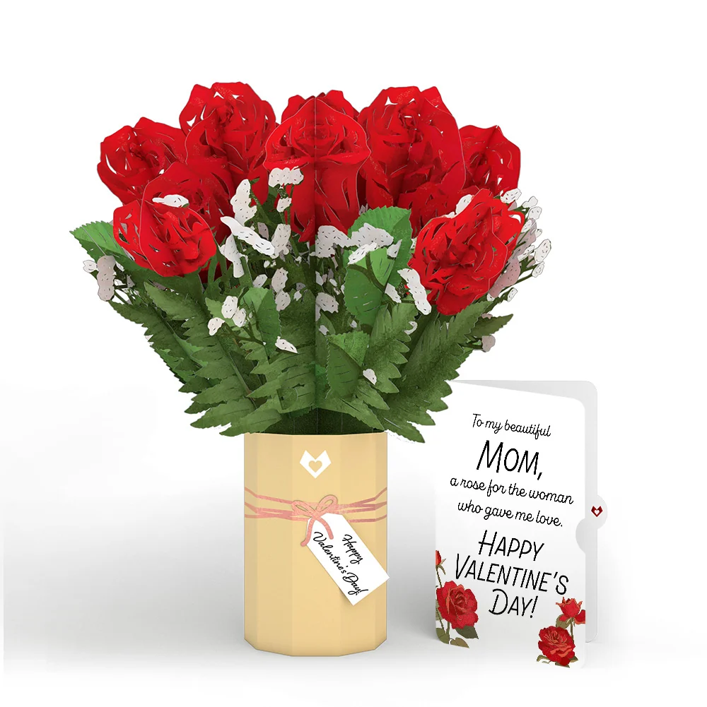 Lovepop Valentine's Day Flower Bouquet and Sentiment Set for Mom Cream