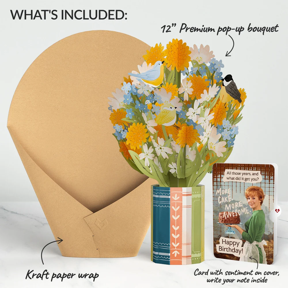 Lovepop Spring Joy Birthday Bouquet and More Cake More Awesome Sentiment Set Vase - Image 2