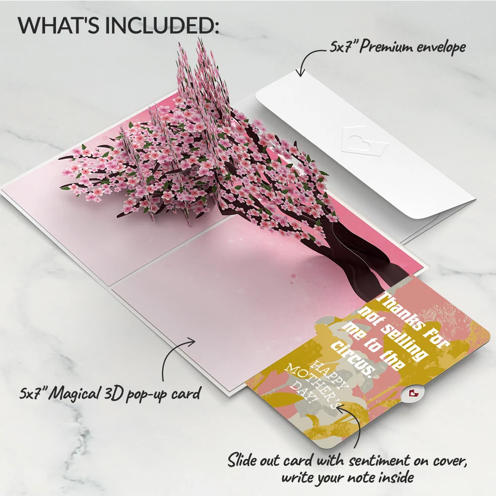 Lovepop Cherry Blossom Branches in Bloom Mother’s Day Pop-Up Card and Playful Painted Bloom Sentiment Set for Mom Cream - Image 2