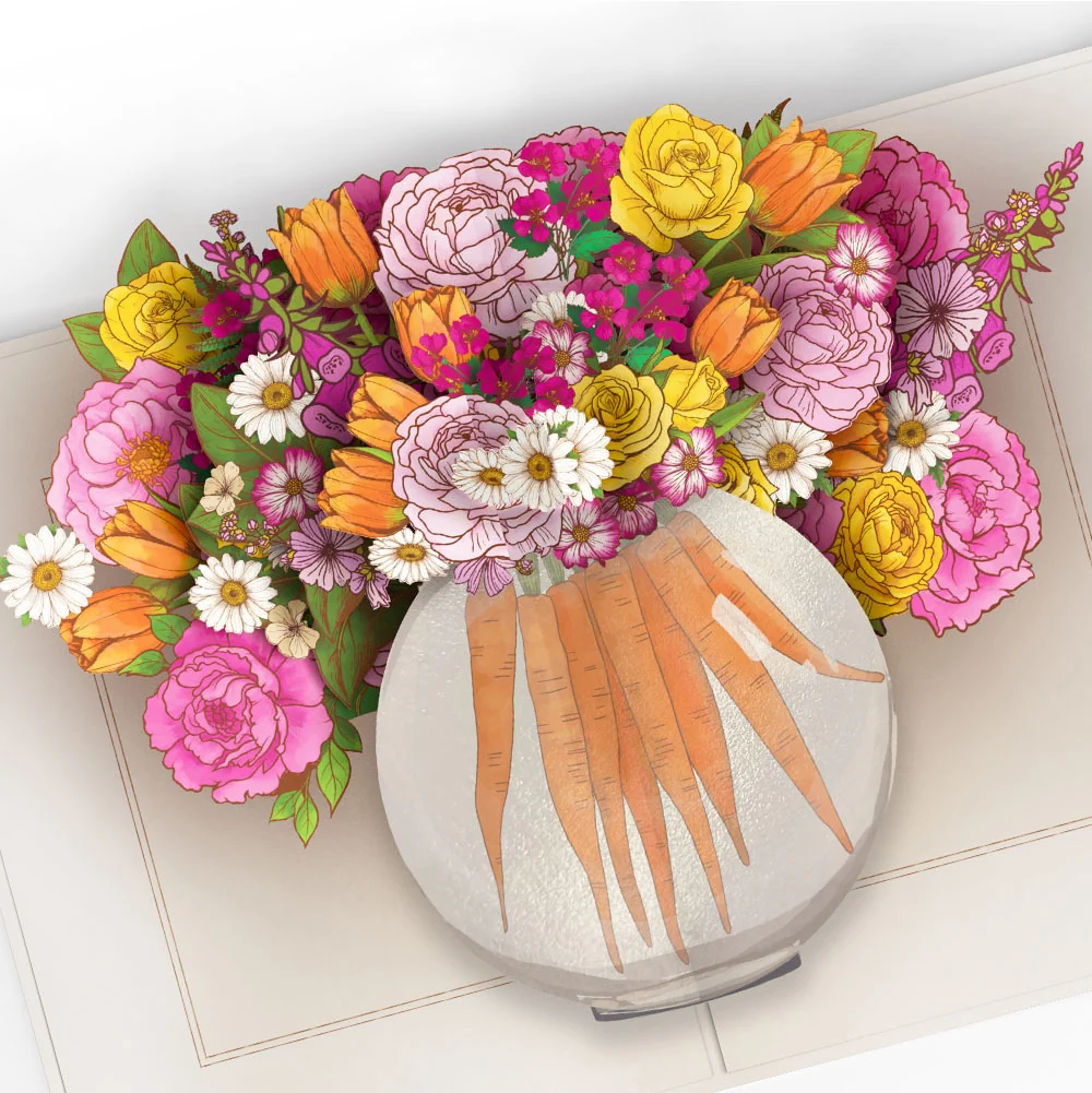 Lovepop Blooming Carrot Bouquet Mother’s Day Pop-Up Card and Sentiment Set for Mom Cream - Image 3