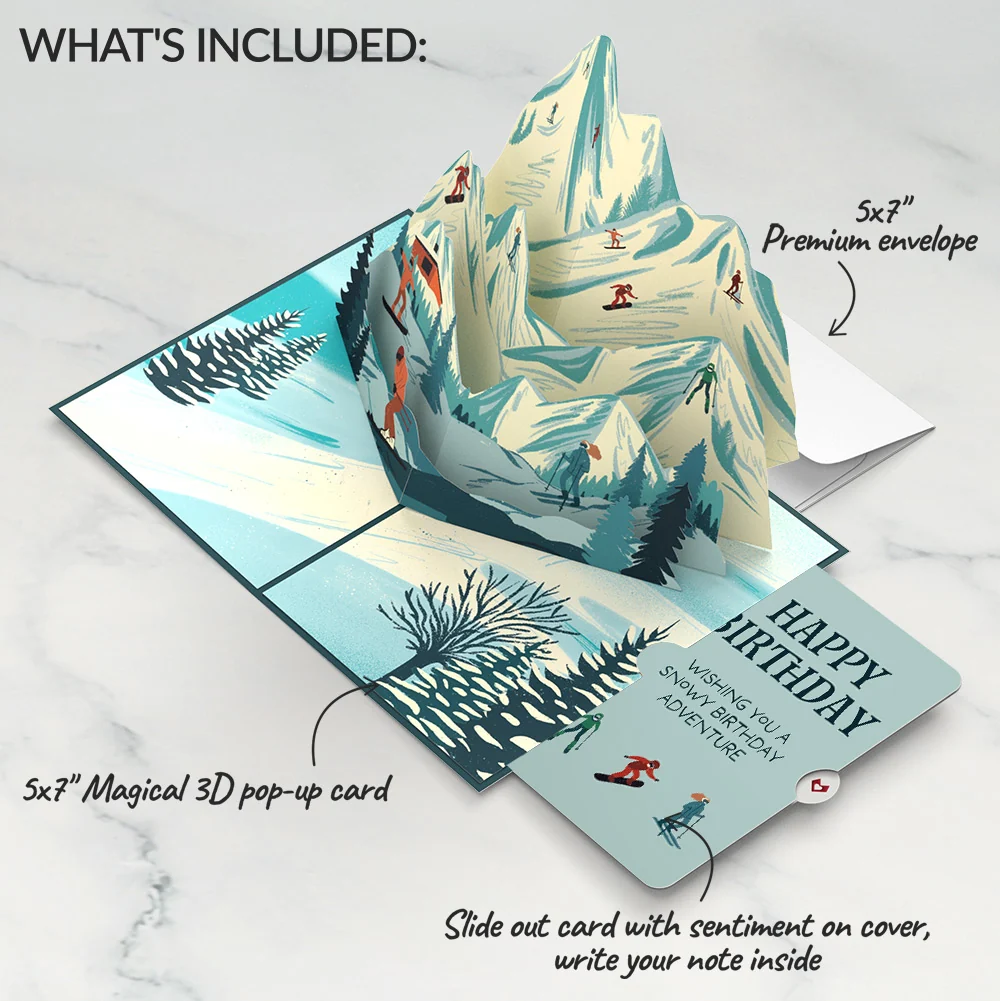 Lovepop Mountain Snowboard Adventure Birthday Pop-Up Card and Sentiment Set - Image 2