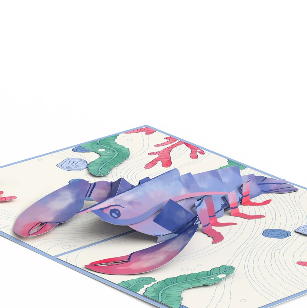 Lovepop Vibrant Lobster Birthday Pop-Up Card and Sentiment Set Cream - Image 3