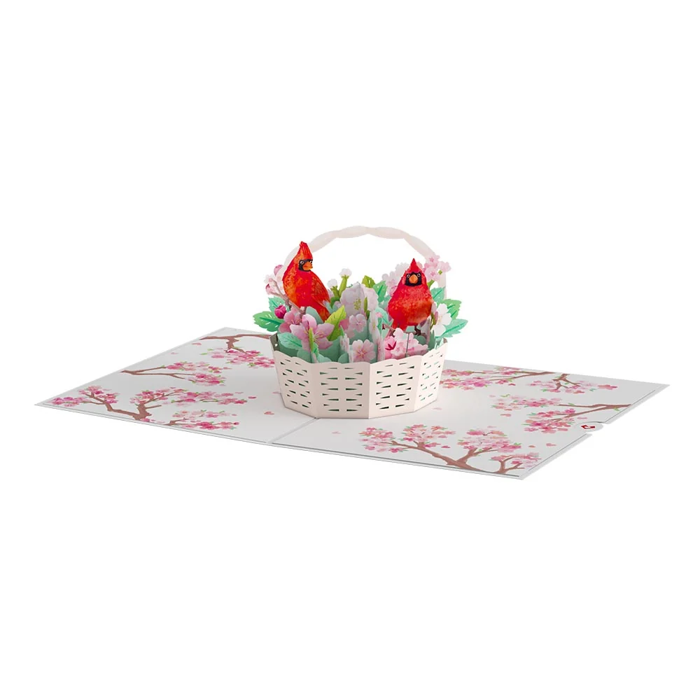 Lovepop Cherry Blossom Basket with Cardinals Pop-Up Card - Image 5