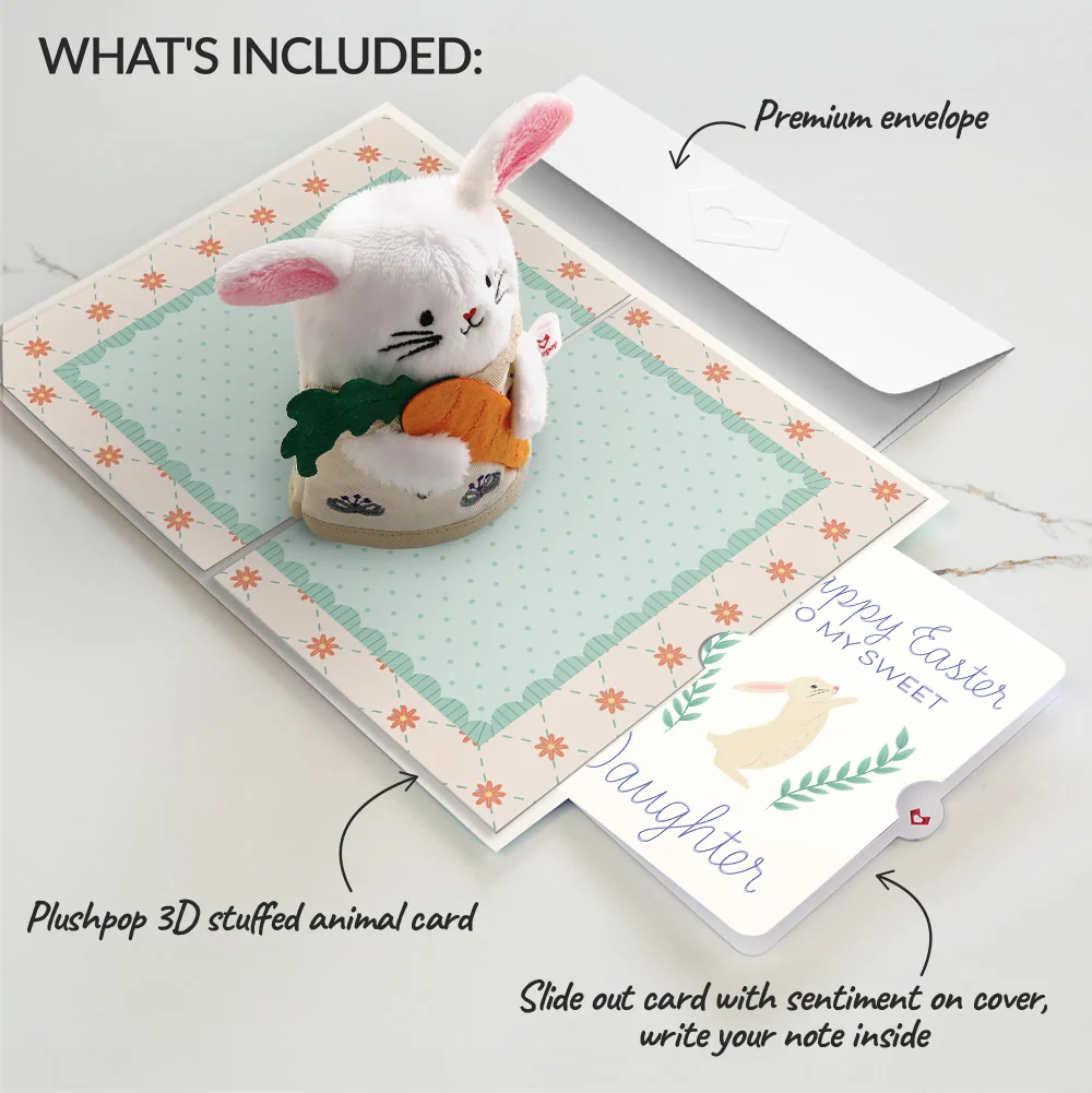 Lovepop 'Happy Easter Wishes' Bunny Plushpop Card and Sentiment Set for Daughter Cream - Image 2