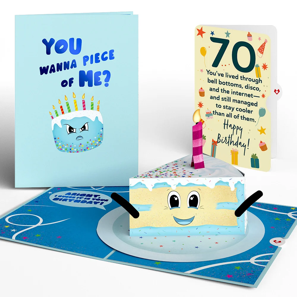 Lovepop Whimsical 70th Birthday Cake Slice Pop-Up Card and Sentiment Set Candle
