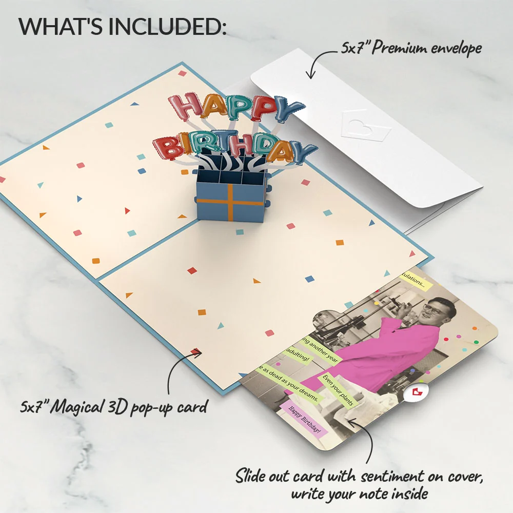 Lovepop Happy Birthday Burst Pop-Up Card and Survive Another Year of Adulting Sentiment Set - Image 2