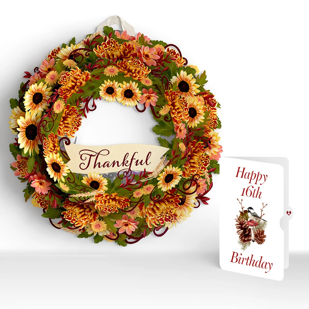 Lovepop Thankful 16th Birthday Wreath and Sentiment Set