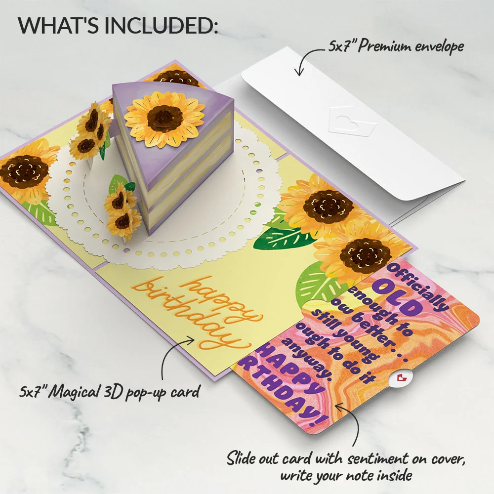 Lovepop Sunflower Birthday Cake Slice Pop-Up Card and Sentiment Set Candle - Image 2