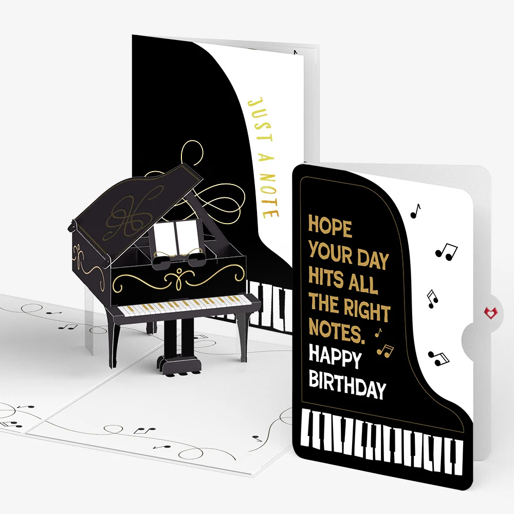 Lovepop Just a Note Piano Birthday Pop-Up Card and Sentiment Set Lid