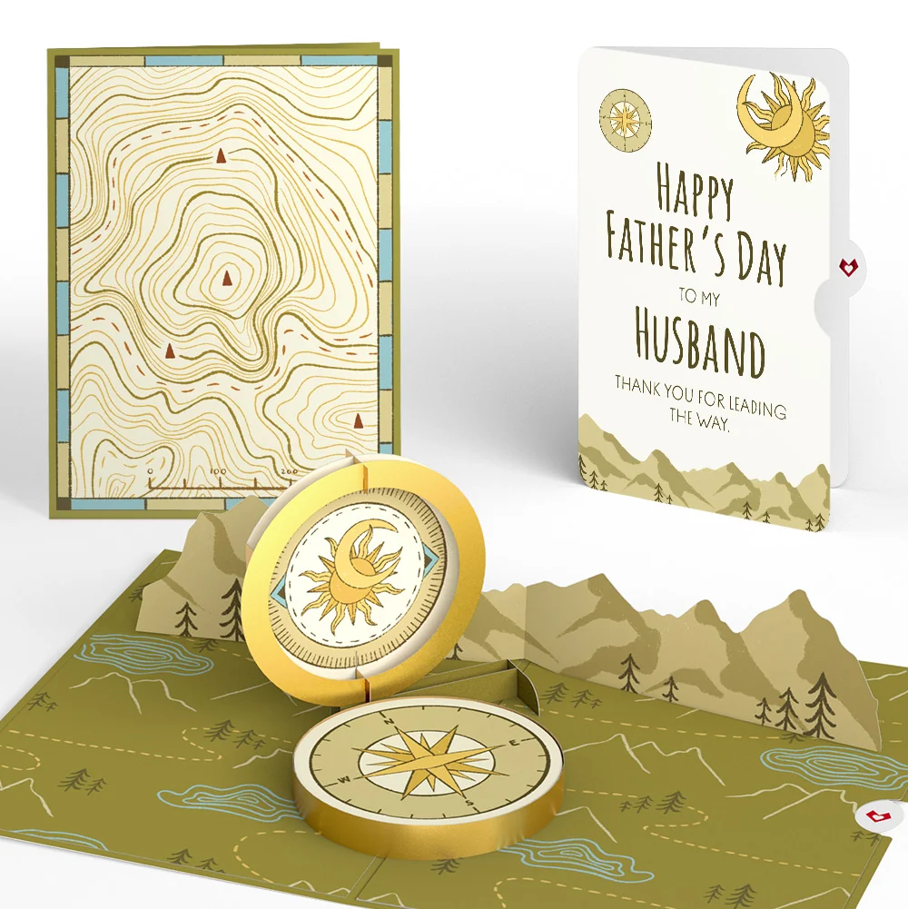 Lovepop Guiding Compass Father's Day Pop-Up Card and Sentiment Set for Husband Cream