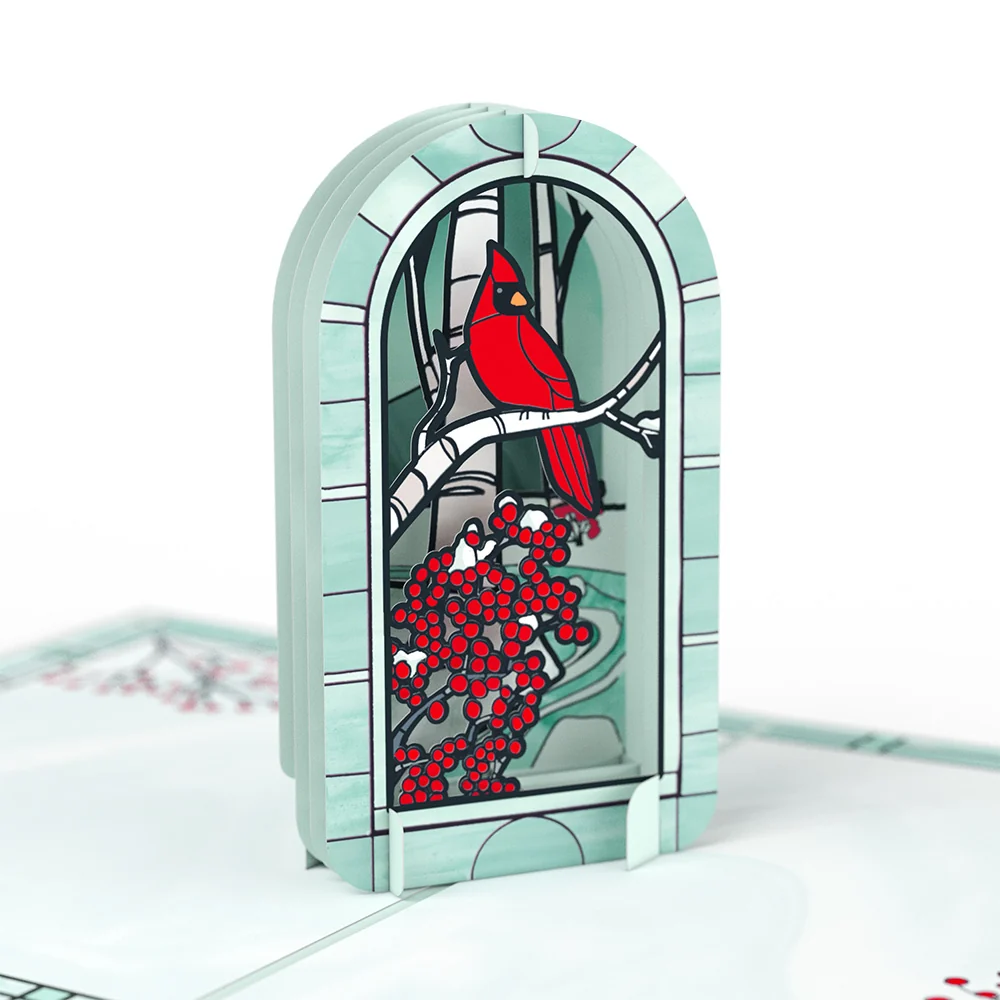 Lovepop Stained Glass Winter Cardinal Pop-Up Card - Image 2