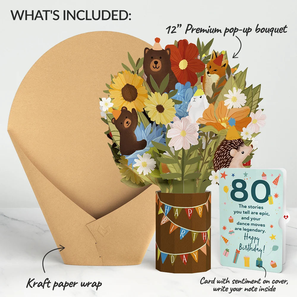 Lovepop Woodland 80th Birthday Party Bouquet and Sentiment Set Vase - Image 2