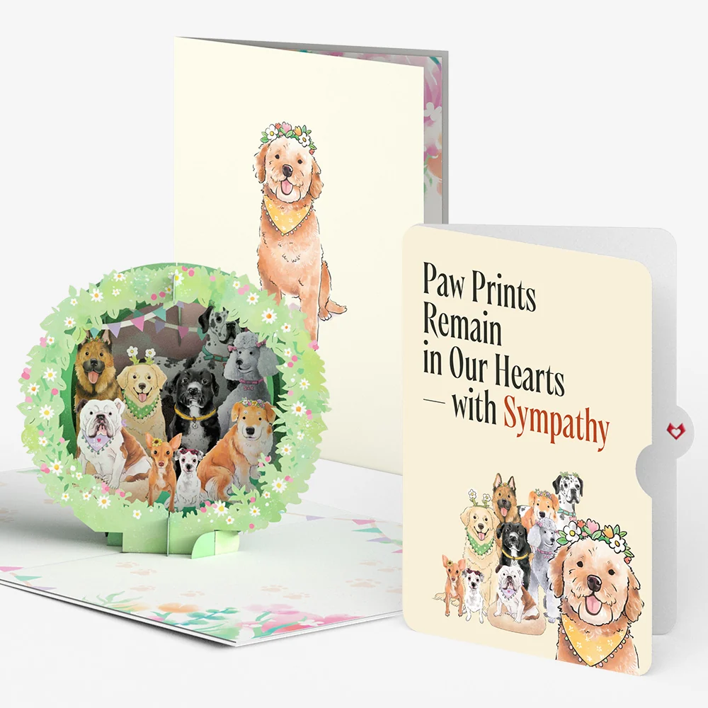 Lovepop Dog Mom Sympathy Pop-Up Card and Sentiment Set Cream