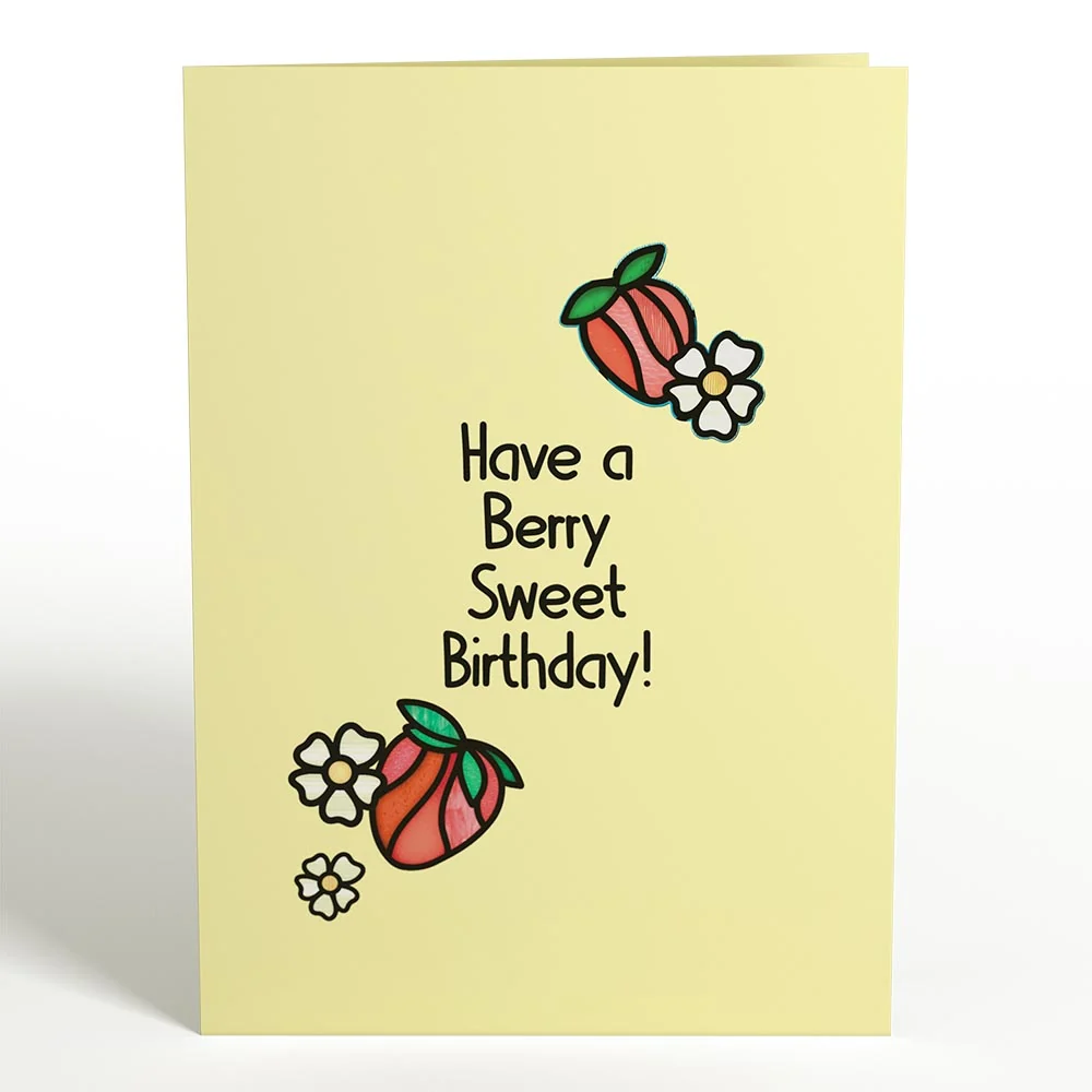 Lovepop Berry Sweet Birthday Strawberries Suncatcher Card - Image 5