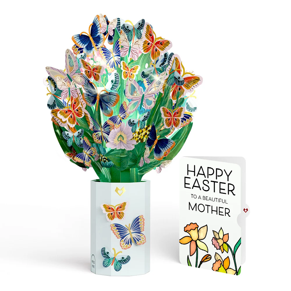 Lovepop Butterfly Garden Easter Light-Up Bouquet and Sentiment Set for Mom Vase