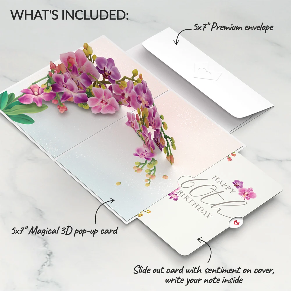 Lovepop Watercolor Orchid 60th Birthday Pop-Up Card and Sentiment Set - Image 2