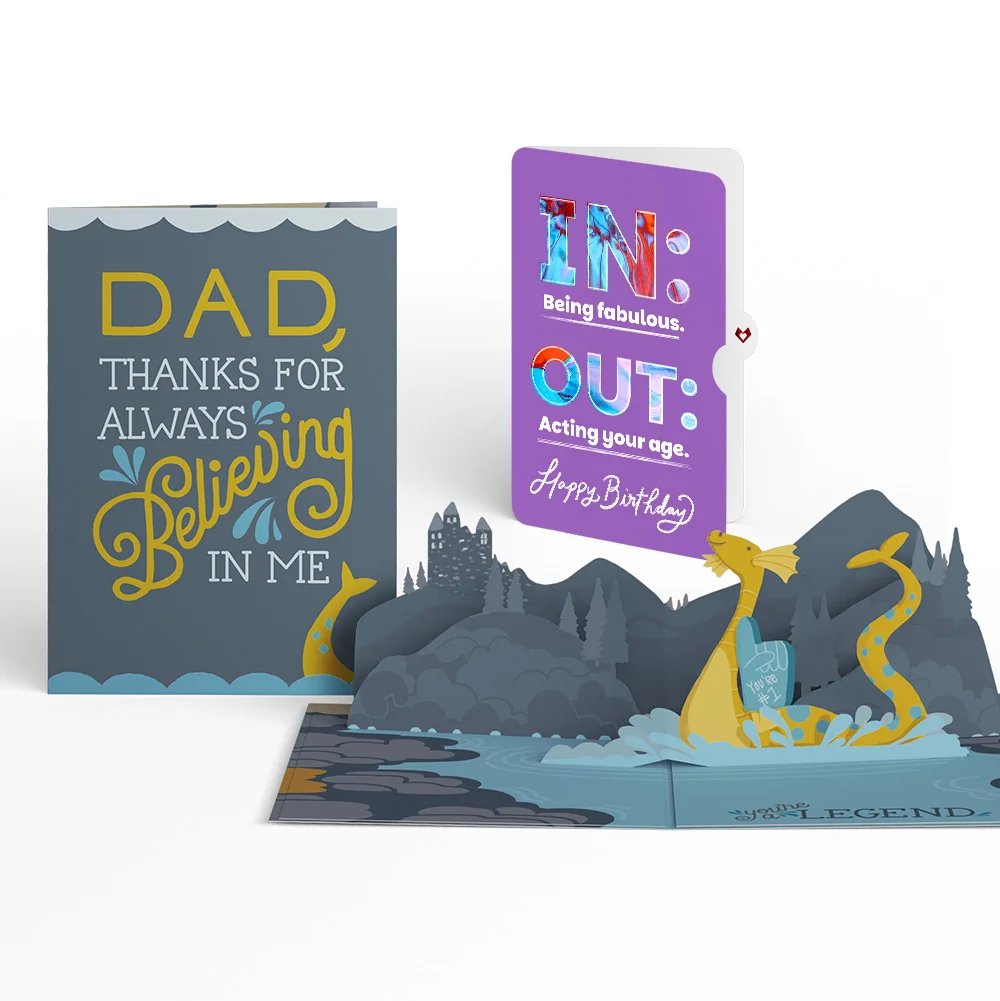 Lovepop Dad You're a Legend Loch Ness Monster Birthday Pop-Up Card and IN & OUT Sentiment Set