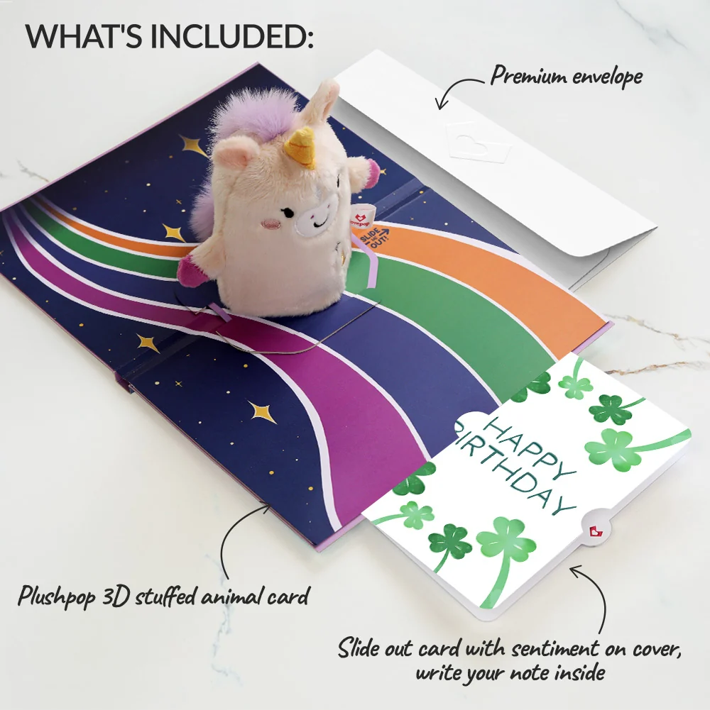 Lovepop 'One of a Kind' Unicorn Birthday Plushpop Card and Sentiment Set Cream - Image 2