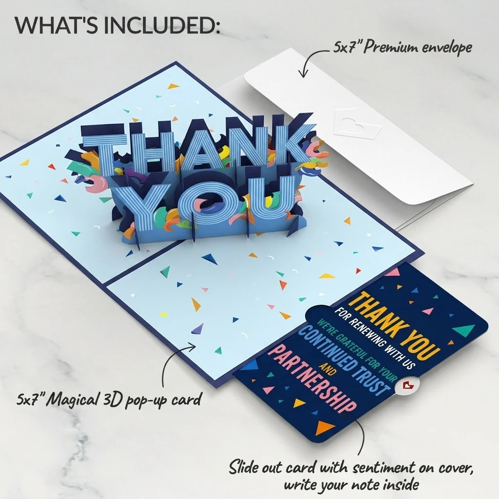 Lovepop Thank You Confetti Pop-Up Card and Renewed Partnership Sentiment Set - Image 2