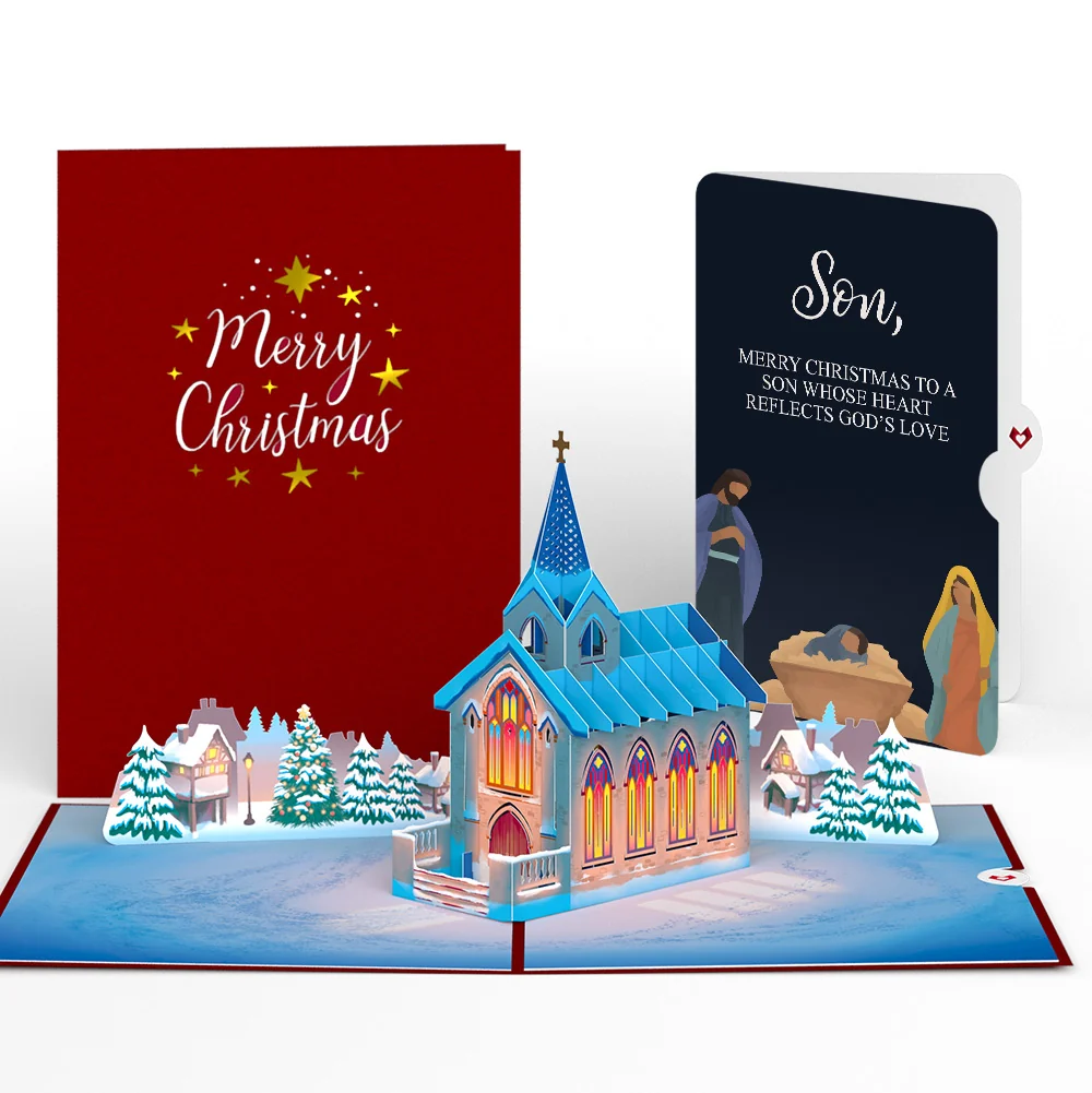 Lovepop Stained Glass Christmas Chapel Pop-Up Card and Sentiment Set for Son
