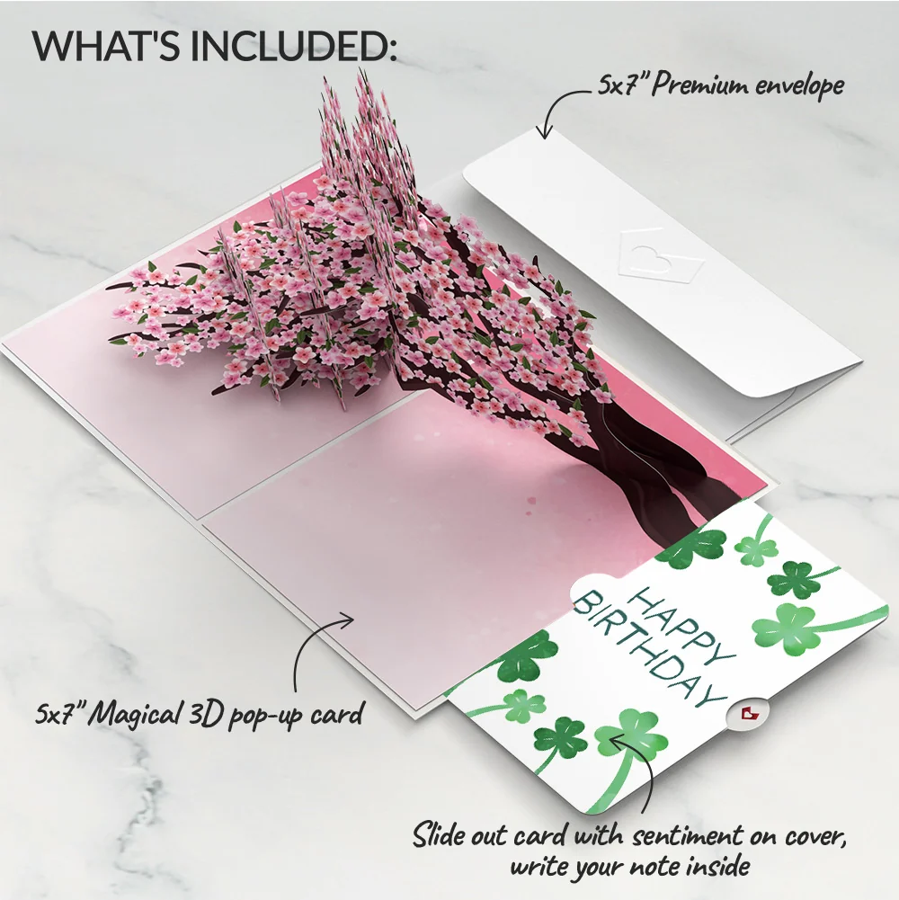 Lovepop Cherry Blossom Branches in Bloom Birthday Pop-Up Card and Sentiment Set — SKU SB-41A7AF-33C87064BED73A Cream - Image 2