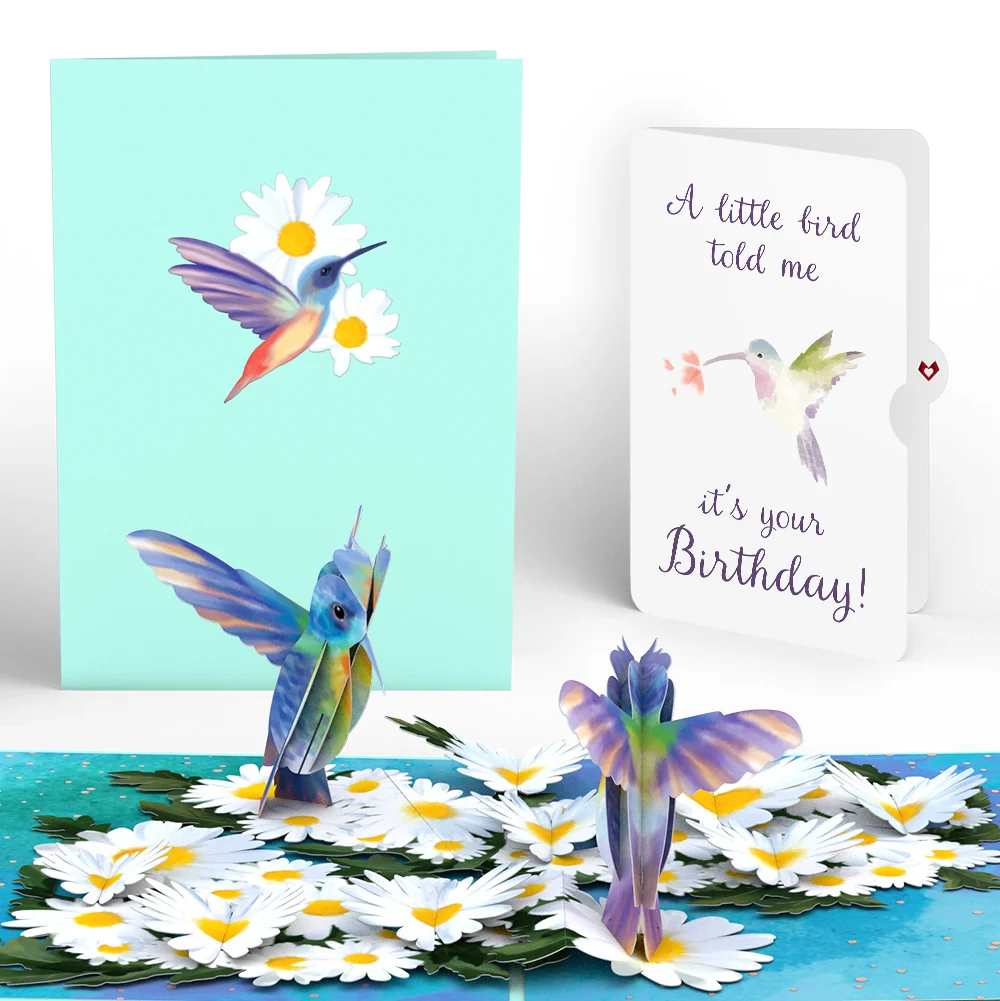 Lovepop Daisy Patch Hummingbirds Birthday Pop-Up Card and A Little Hummingbird Kisses Sentiment Set