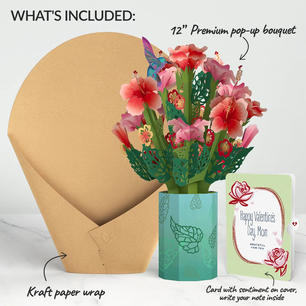 Lovepop Hibiscus Valentine Bouquet and Sentiment Set for Mom Vase - Image 2