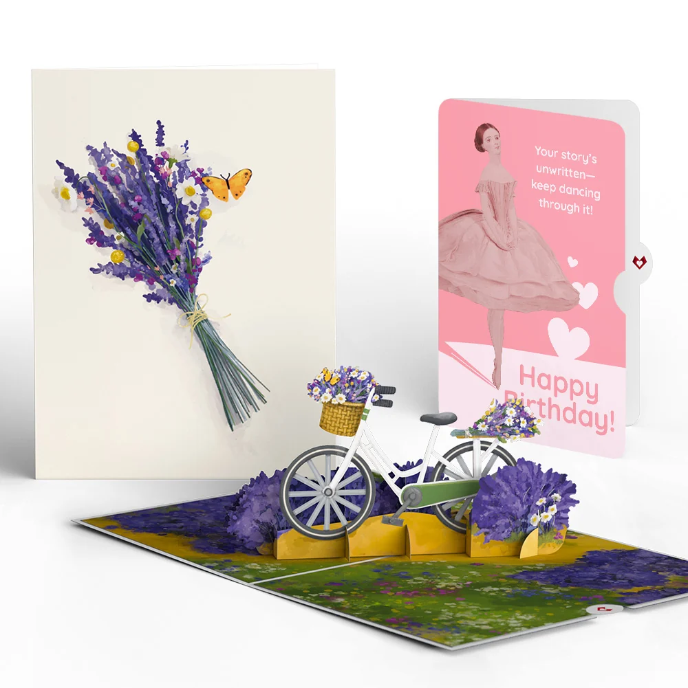Lovepop Lavender Bicycle Birthday Pop-Up Card and Dancing Through Life Sentiment Set