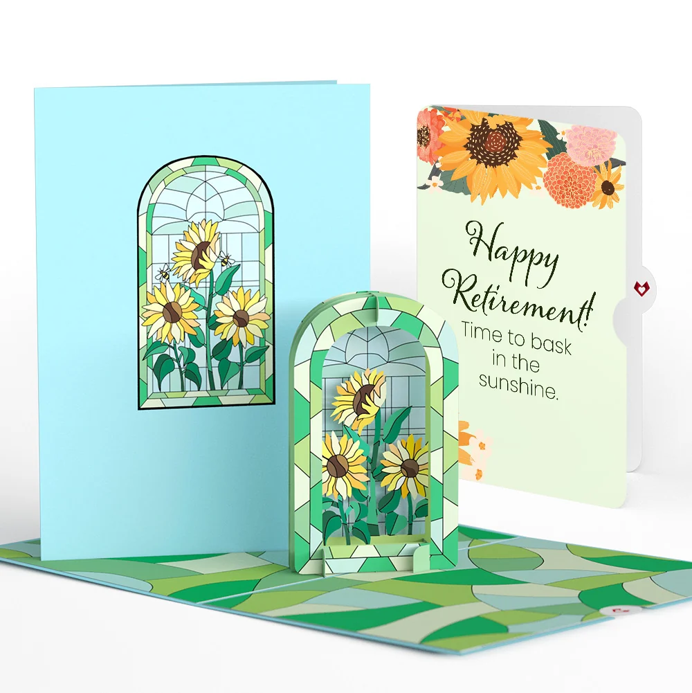Lovepop Stained Glass Sunflowers Retirement Pop-Up Card and Sentiment Set