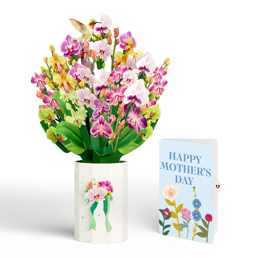 Lovepop Orchid Mother's Day Bouquet and Sentiment Set Vase
