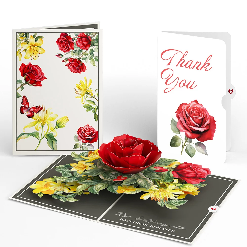 Lovepop Born to Bloom: June Birth Month Flowers Thank You Pop-Up Card and Sentiment Set Cream