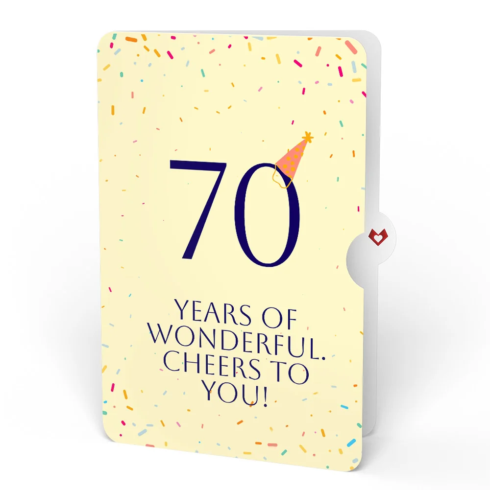 Lovepop Happy 70th Birthday Balloons Music and Lights Pop-Up Card and Party Hat Sentiment Set - Image 4