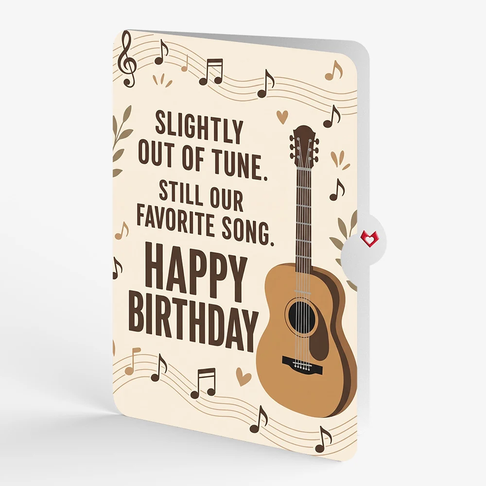 Lovepop Acoustic Guitar Birthday Pop-Up Card and Favorite Song Sentiment Set Cream - Image 4