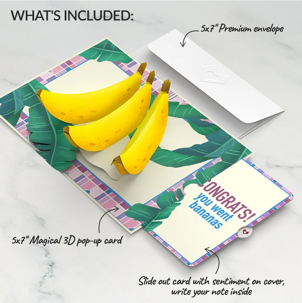 Lovepop Tropical Bananas Congratulations Pop-Up Card and Sentiment Set - Image 2