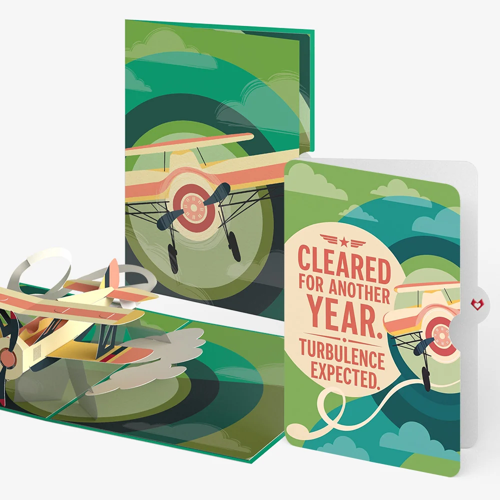Lovepop Vintage Plane Birthday Pop-Up Card and Turbulence Expected Sentiment Set