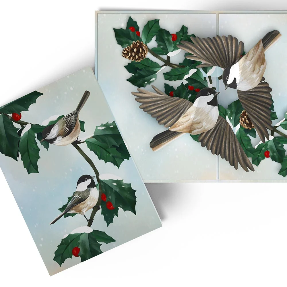 Lovepop Winter Chickadees Pop-Up Card