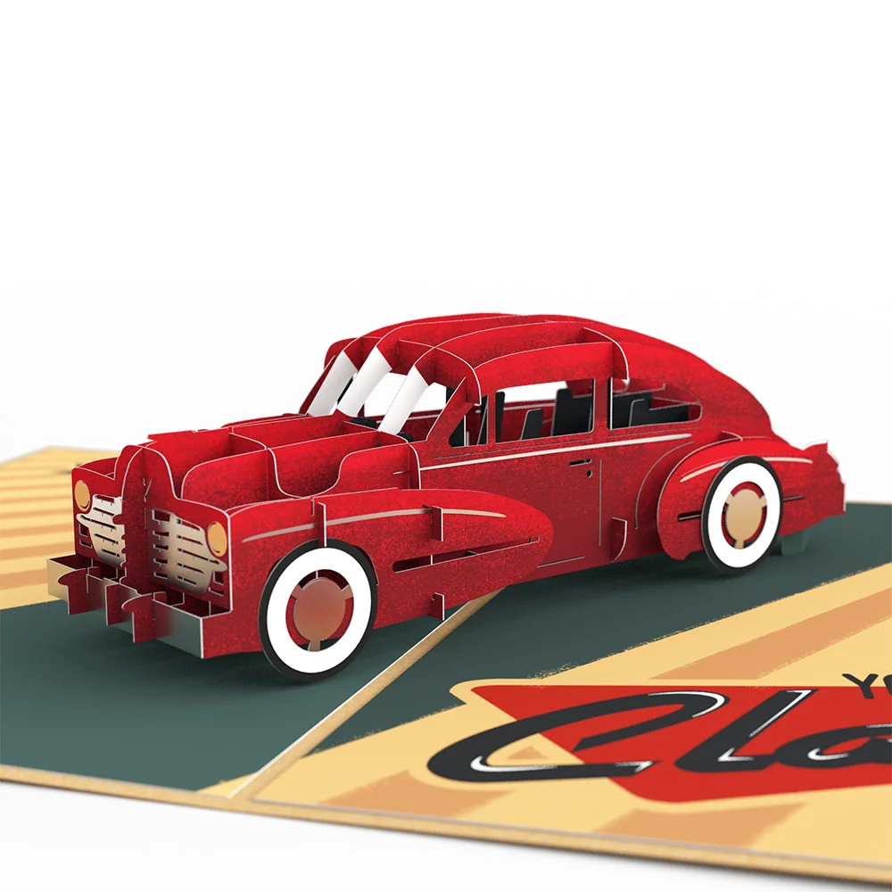 Lovepop Happy Birthday Classic Car Pop-Up Card Candle - Image 2