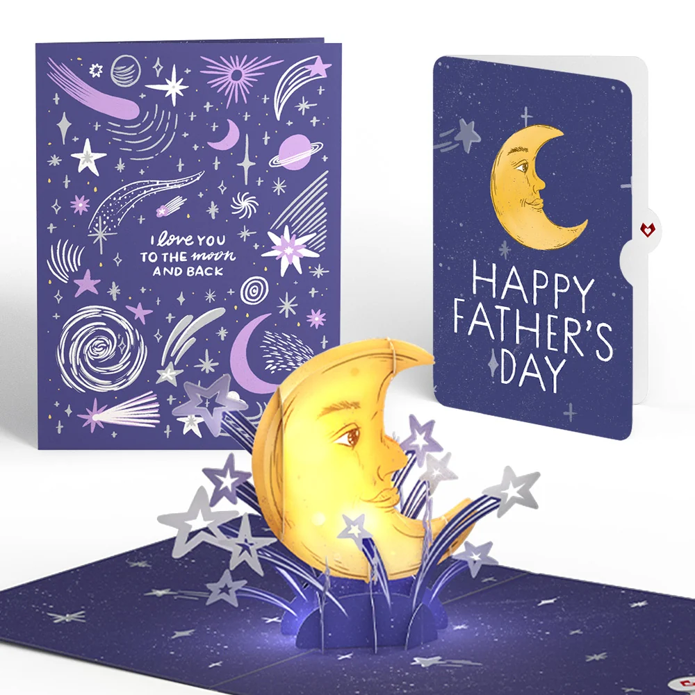 Lovepop Love You to the Moon and Back Father’s Day Light-Up Pop-Up Card and Sentiment Set for Dad