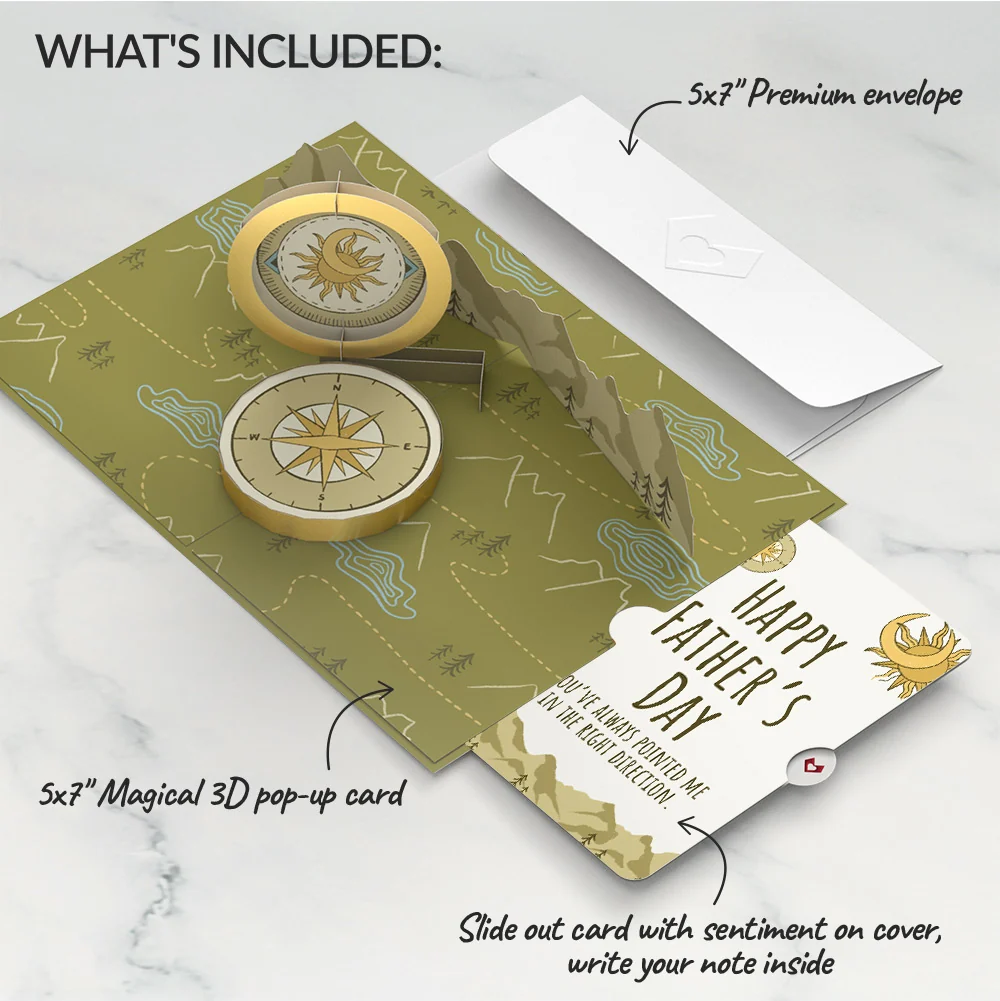 Lovepop Guiding Compass Father's Day Pop-Up Card and Sentiment Set Cream - Image 2