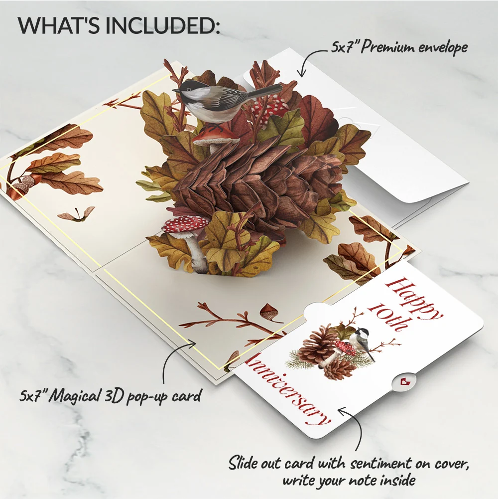 Lovepop Fall Forest Floor 10th Anniversary Pop-Up Card and Sentiment Set Cream - Image 2